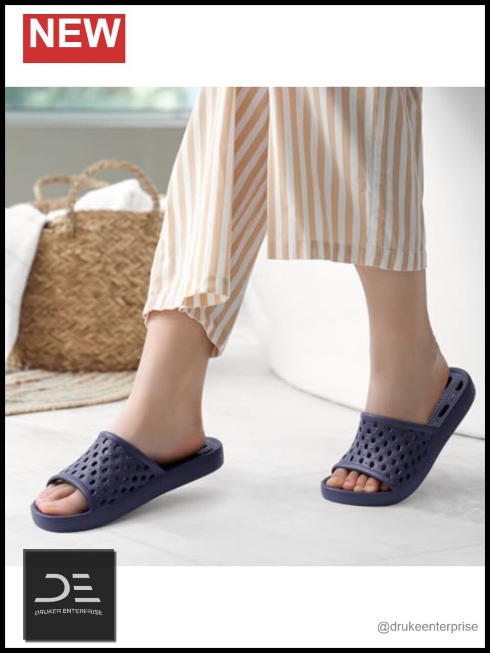 Quick-Dry EVA Shower Slides with Drain Holes, Lightweight & Non-Slip for Gym,